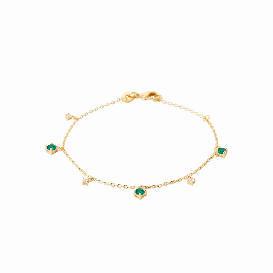 Bracelet plaqué or &amp; breloques vertes 