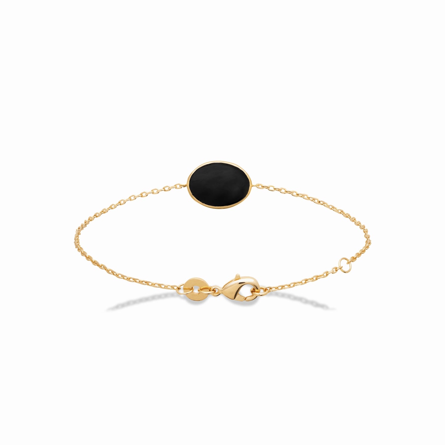 Bracelet plaqué or email noir 