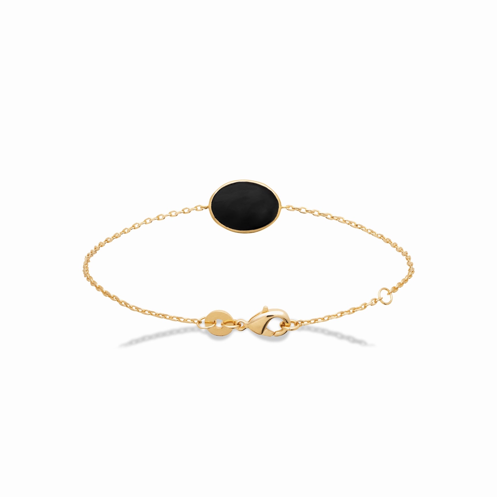 Bracelet plaqué or email noir 