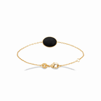 Bracelet plaqué or email noir 