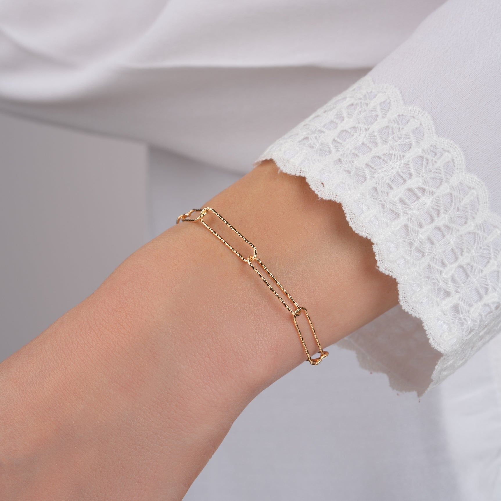 Bracelet plaqué or - maille trombone 