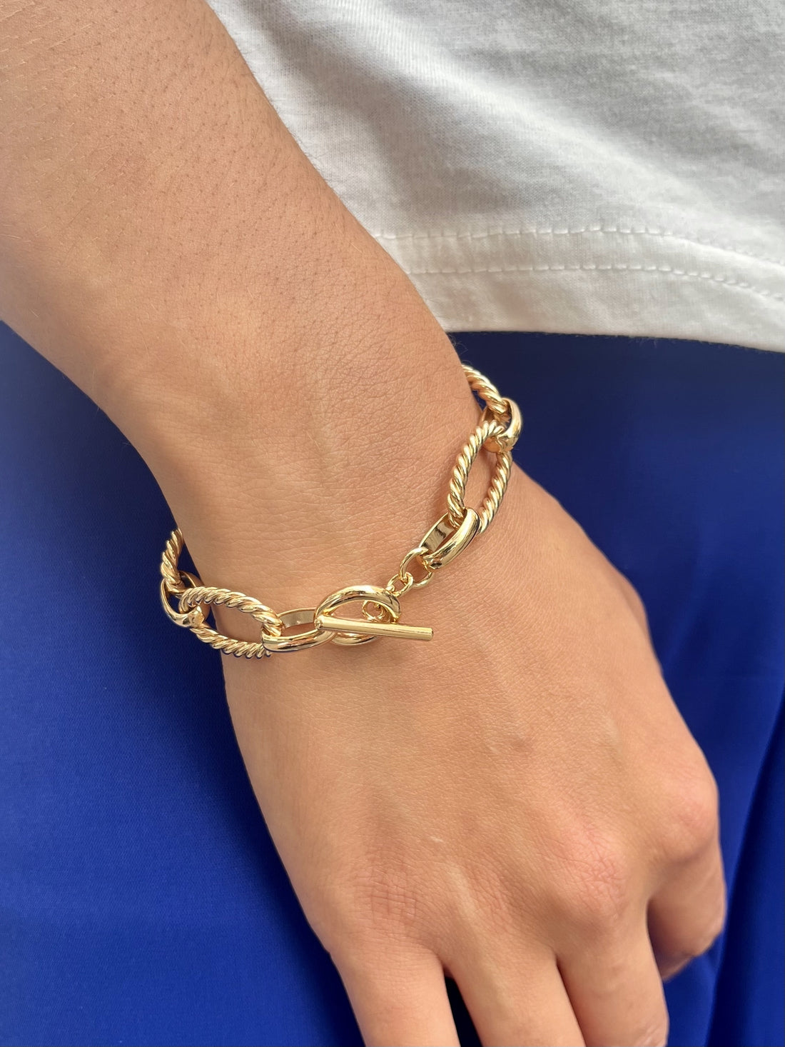 Bracelet plaqué or – maillons torsadés fermoir t