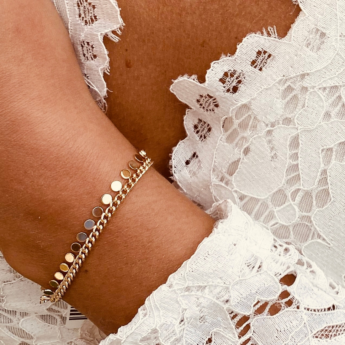 Bracelet plaqué or & pampilles