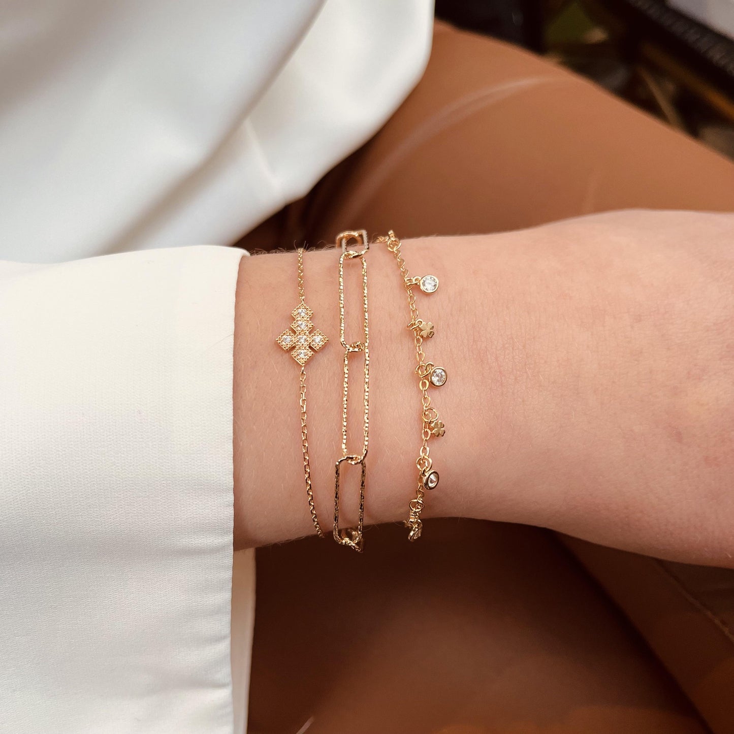 Bracelet plaqué or & pampilles 