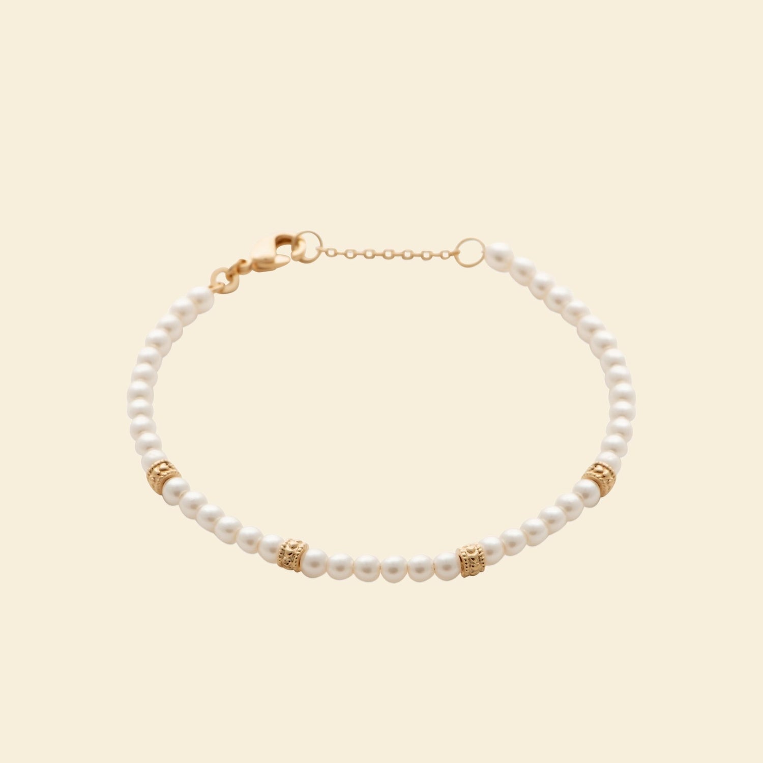 Bracelet plaqué or &amp; perles 