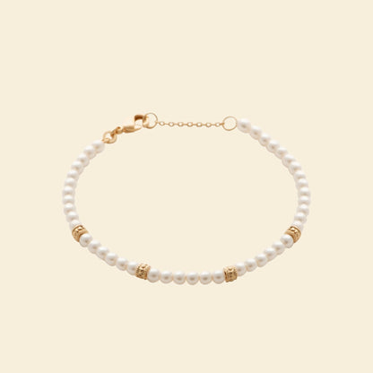 Bracelet plaqué or &amp; perles 