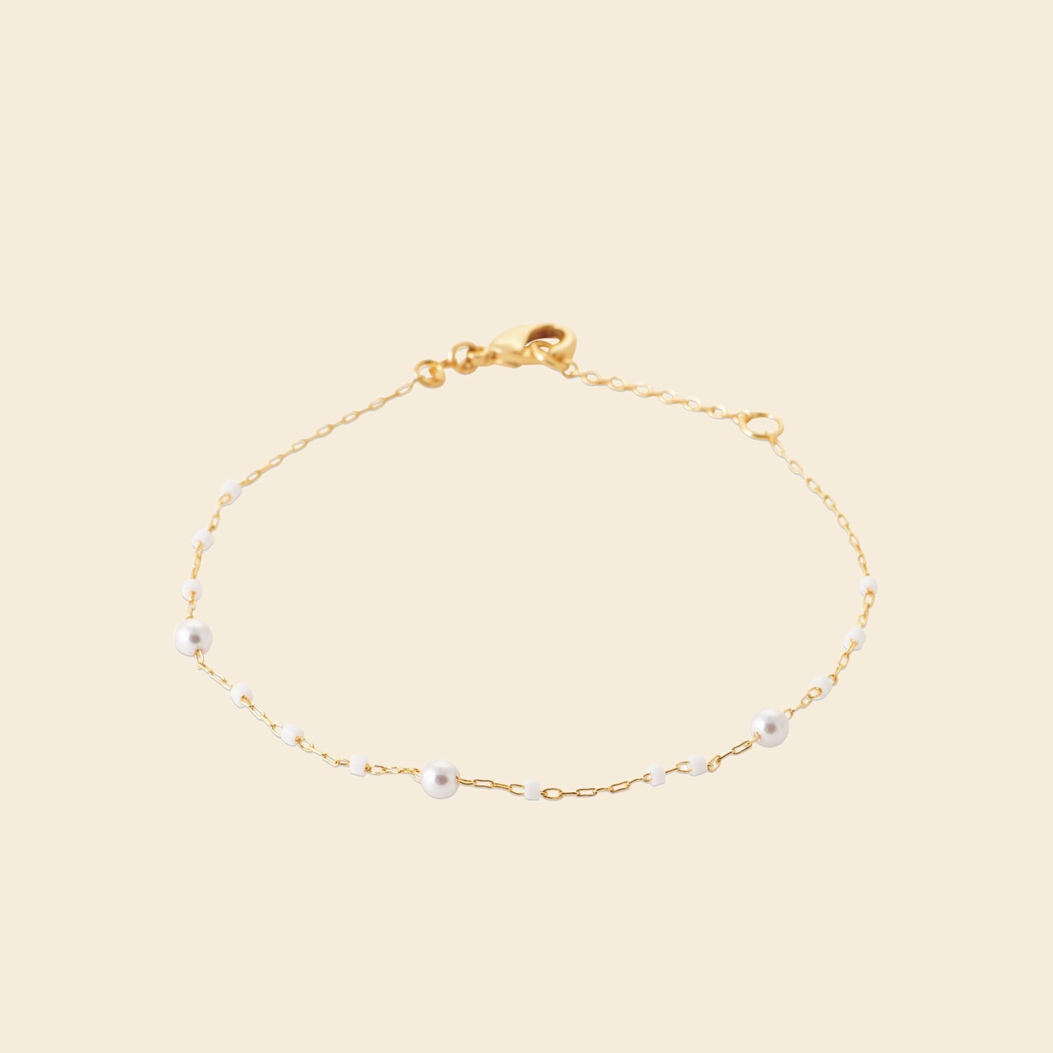 Bracelet plaqué or - perles fines 