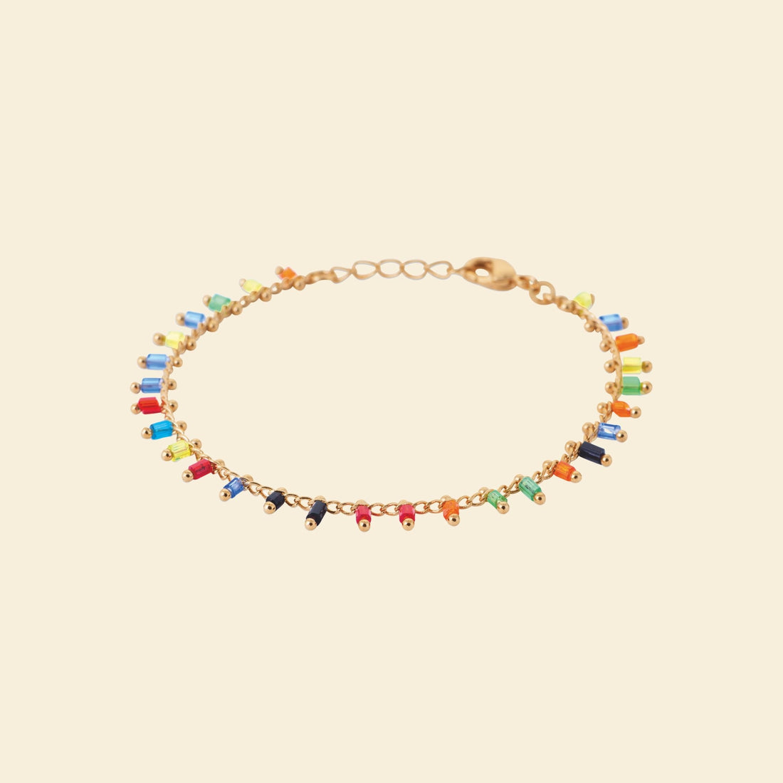 Bracelet plaqué or perles - multicolores