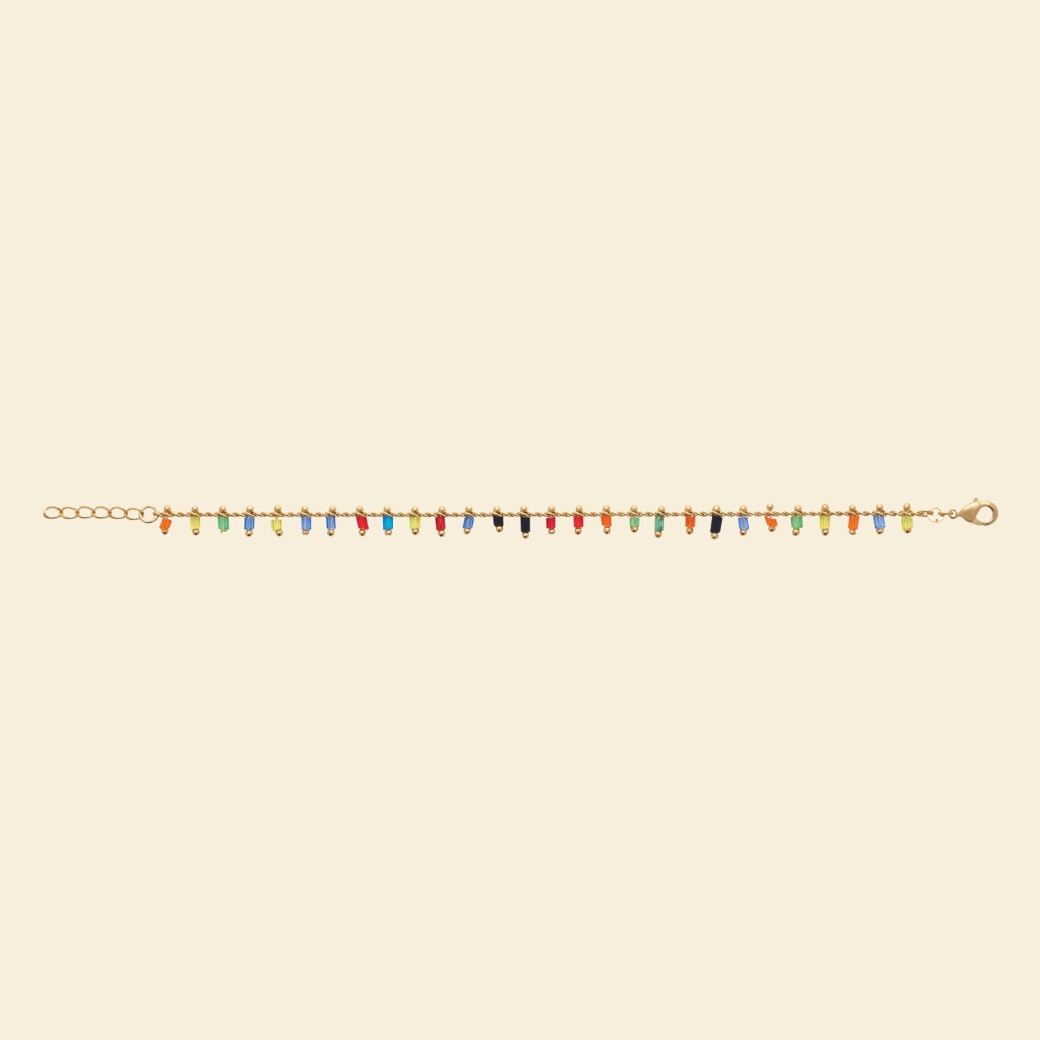 Bracelet plaqué or perles - multicolores 