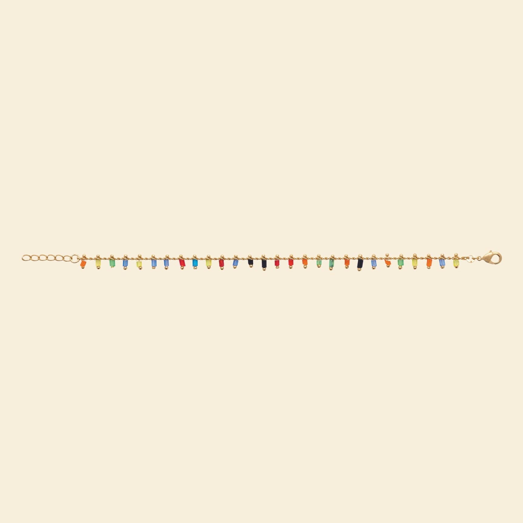 Bracelet plaqué or perles - multicolores 