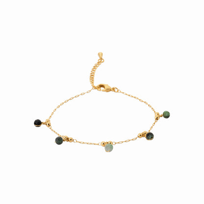 Bracelet plaqué or & perles rubis zoisite 