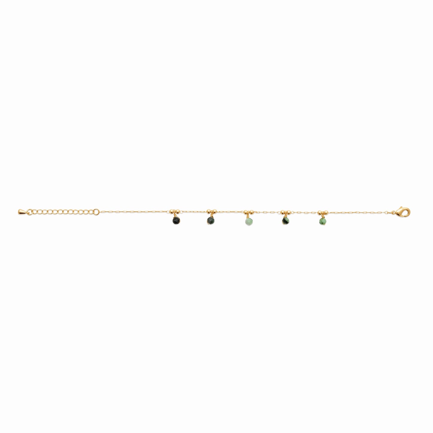 Bracelet plaqué or & perles rubis zoisite 