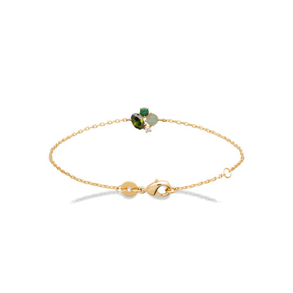 Bracelet plaqué or &amp; pierres vertes 