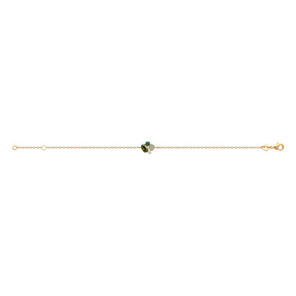 Bracelet plaqué or &amp; pierres vertes 