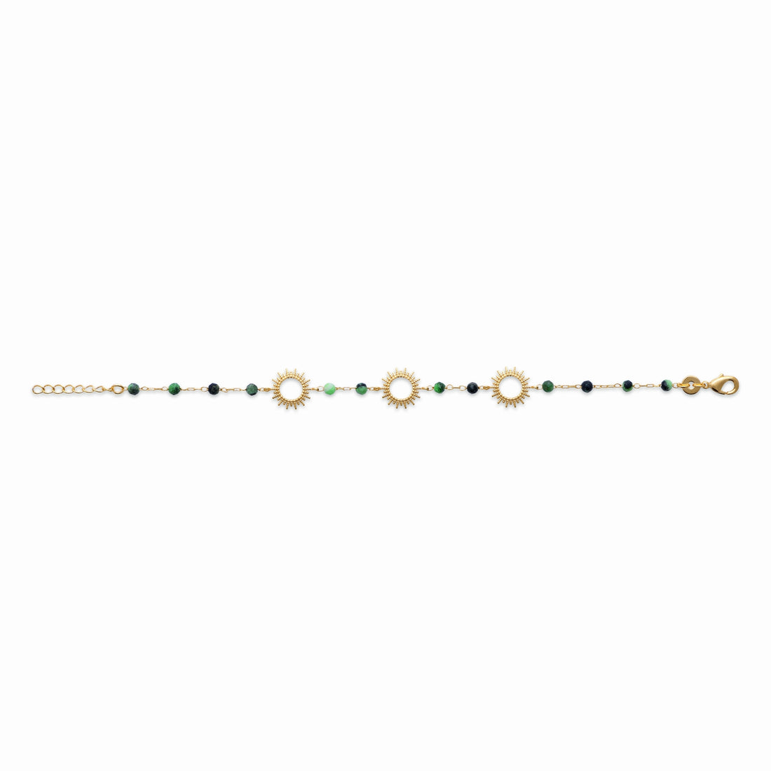 Bracelet soleil plaqué or - pierre rubis zoisite 