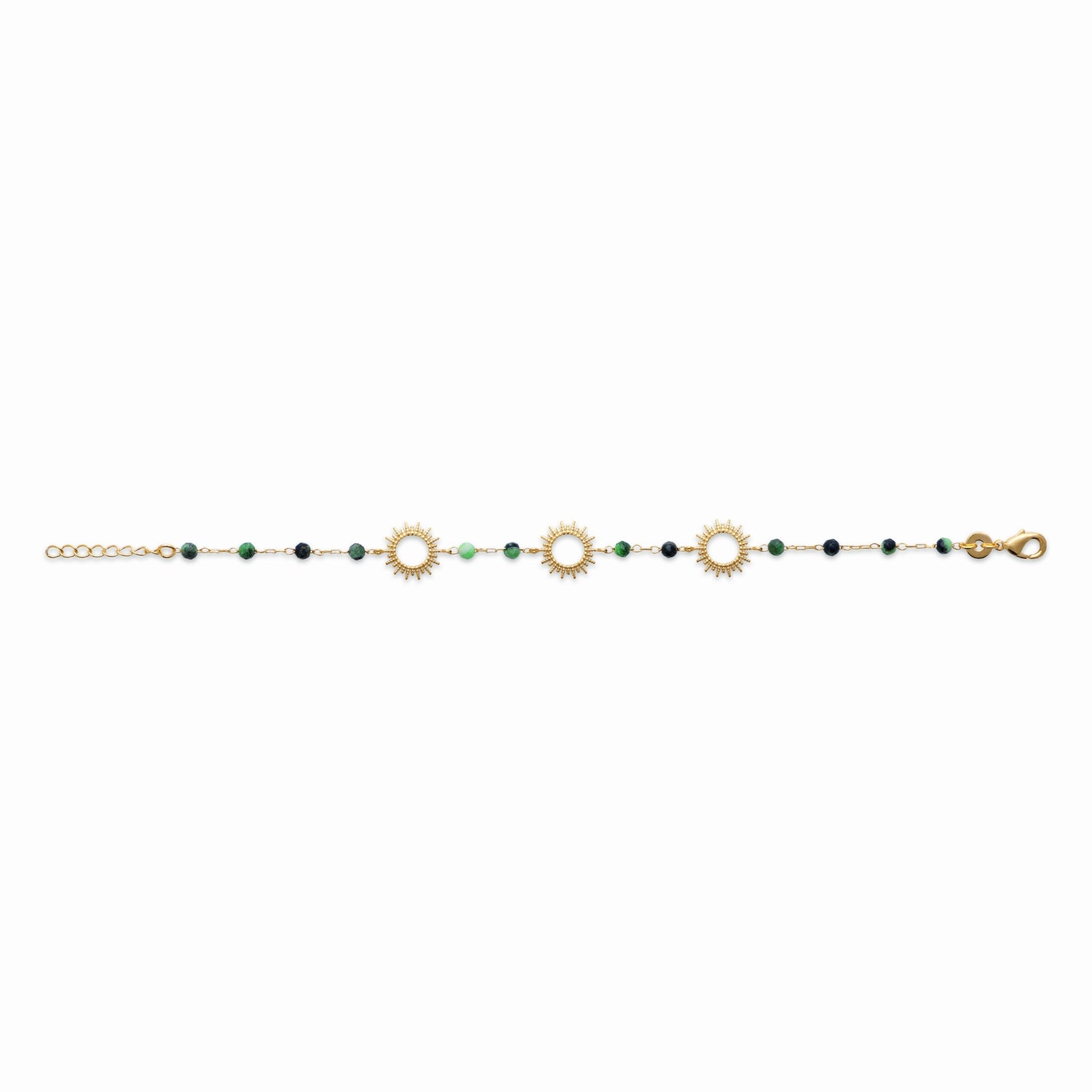 Bracelet soleil plaqué or - pierre rubis zoisite 