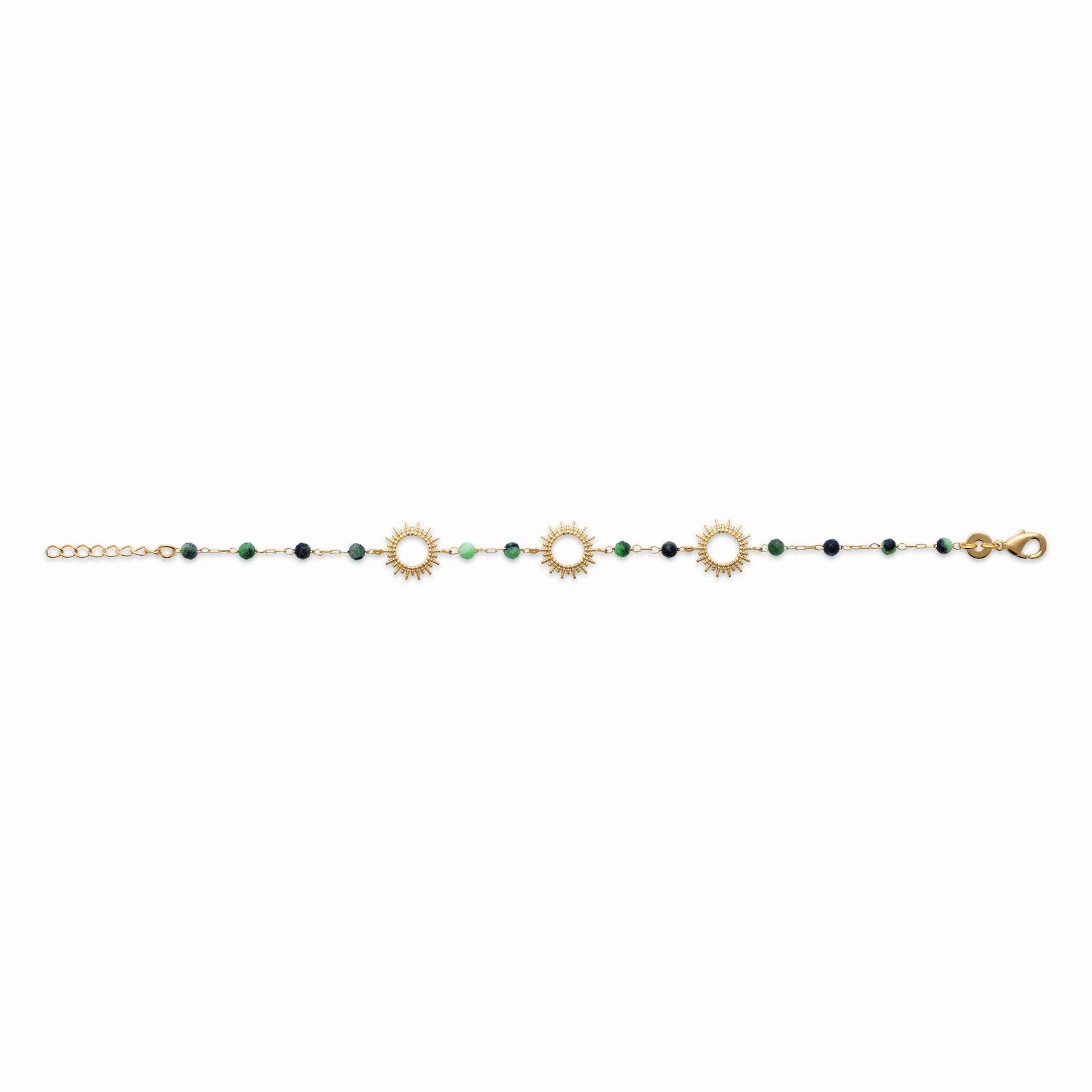 Bracelet soleil plaqué or - pierre rubis zoisite 