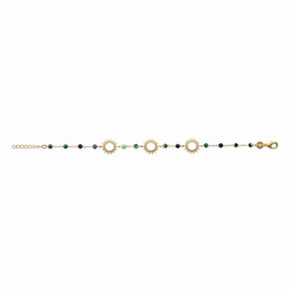 Bracelet soleil plaqué or - pierre rubis zoisite 