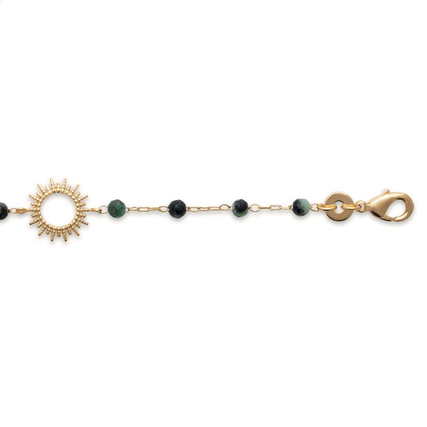 Bracelet soleil plaqué or &amp; rubis zoisite 