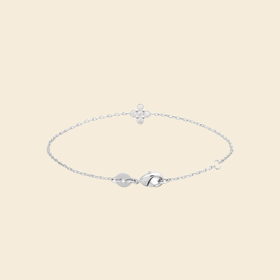 Bracelet trèfle argent rhodié - brillants