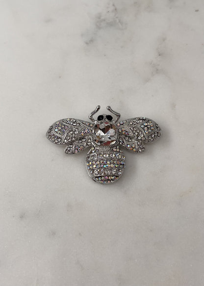 Broche coléoptère avec strass ARGENT