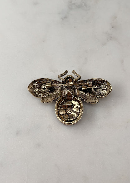 Broche coléoptère avec strass BLEU