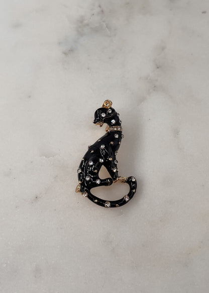 Broche léopard NOIR