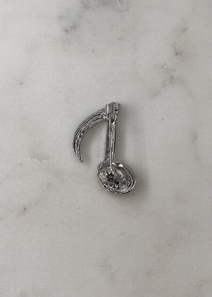 Broche note argenté STRASS CRISTAL