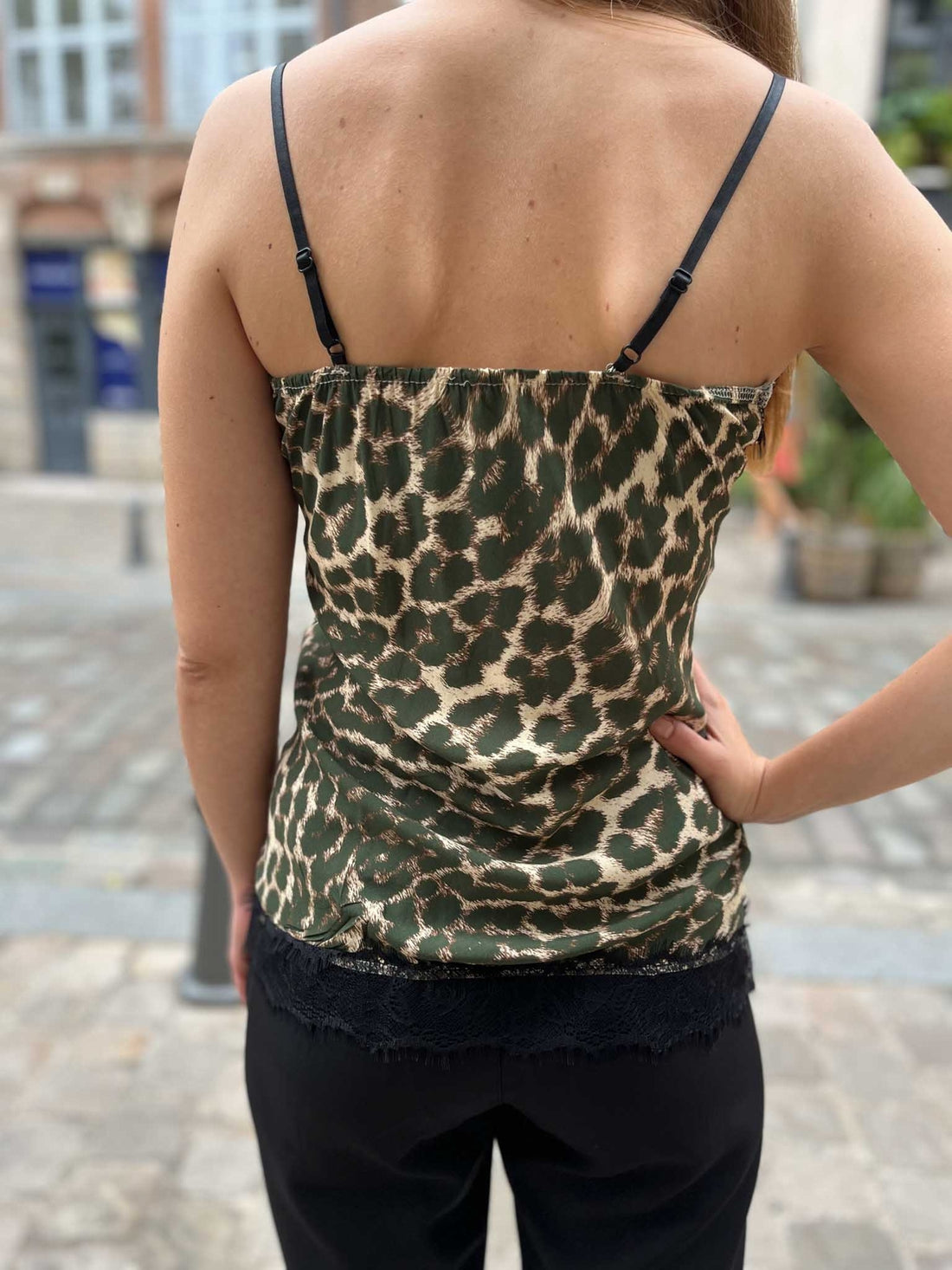Caraco léopard Gabrielle - décolleté dentelle LEOPARD KAKI