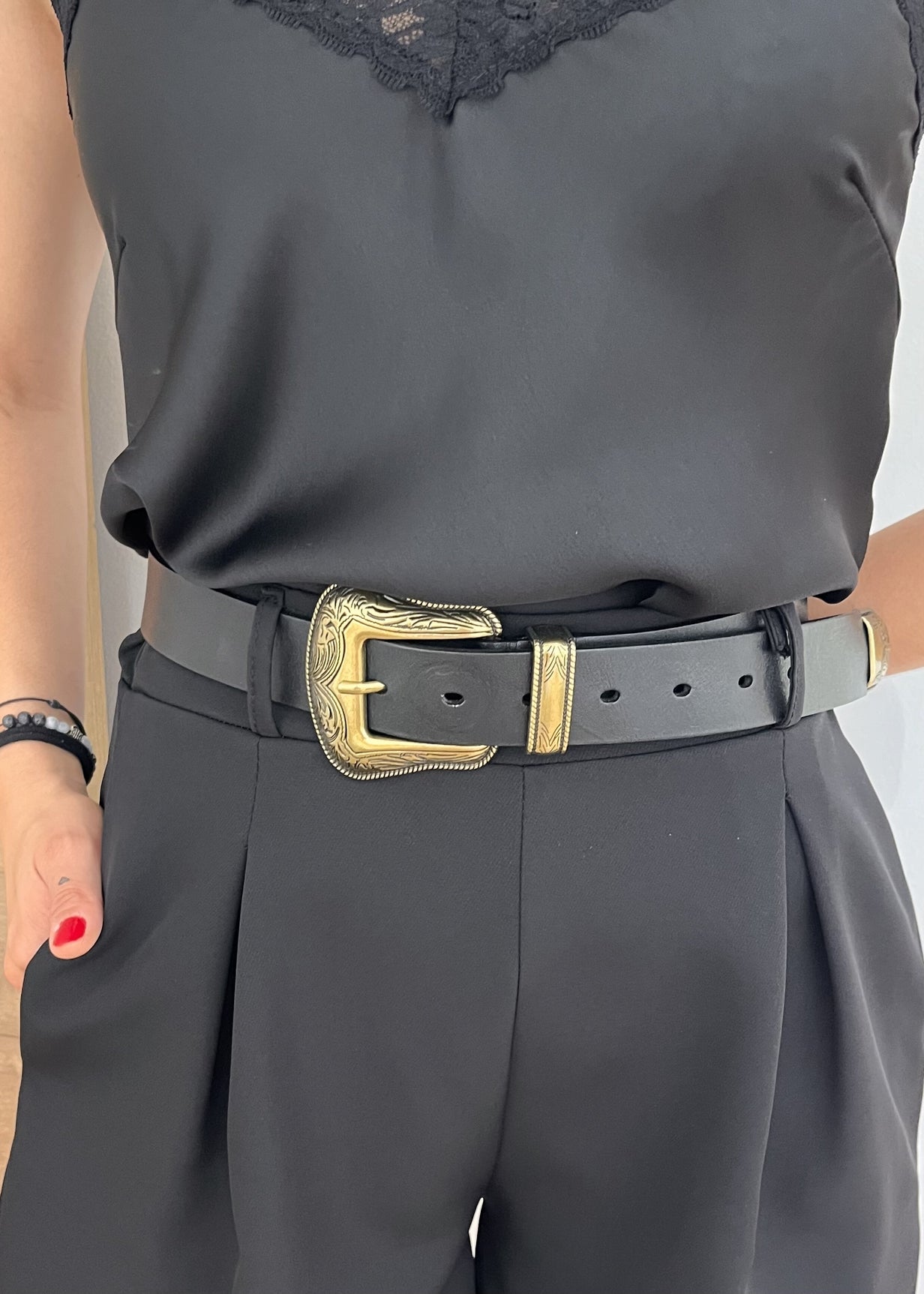 Ceinture en cuir style western BRONZE