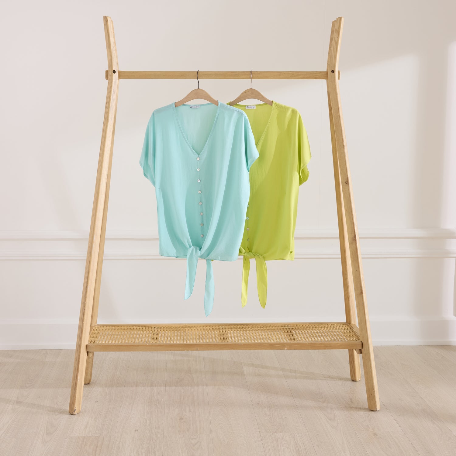 Chemise à nouer en viscose Sophie TURQUOISE
