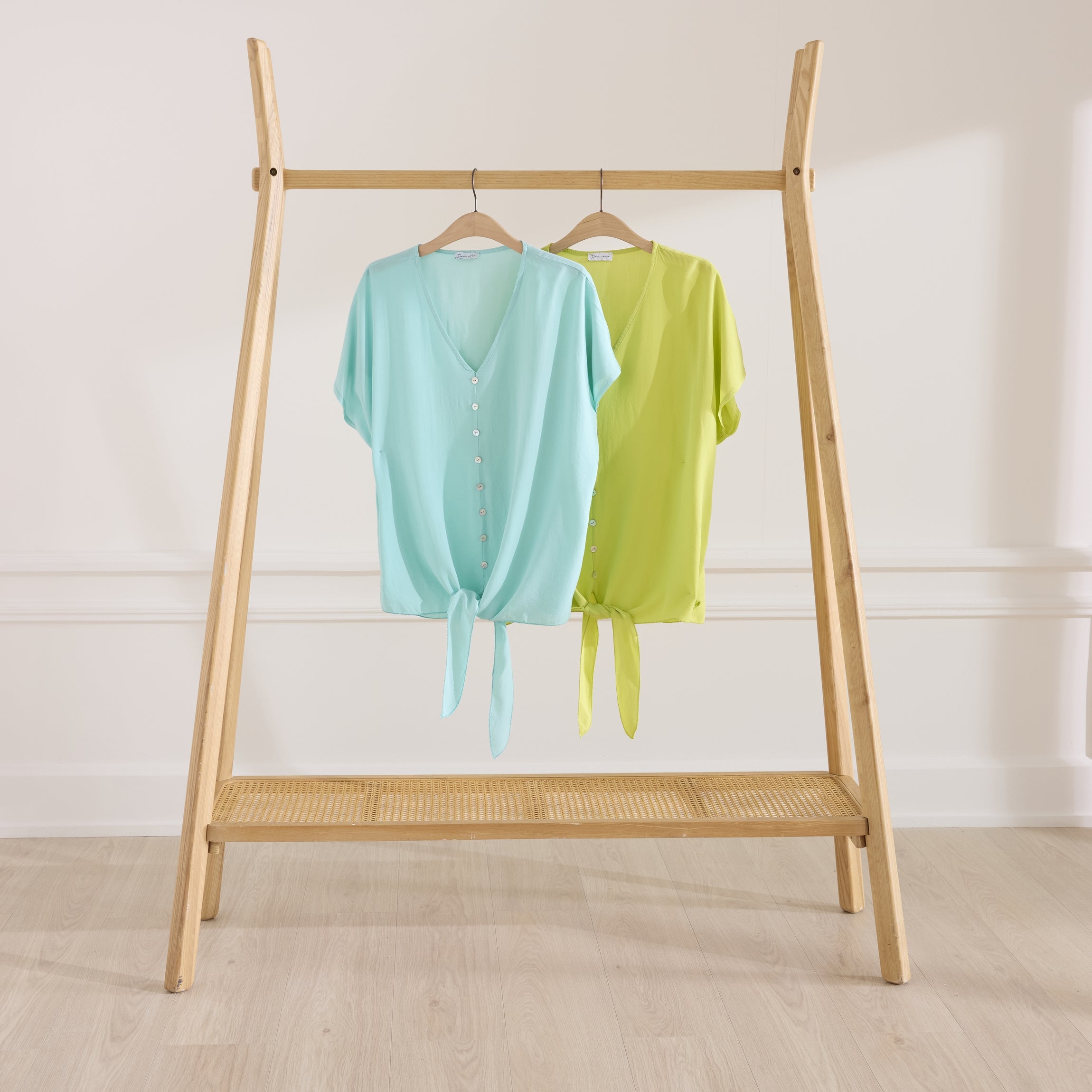Chemise à nouer en viscose Sophie TURQUOISE