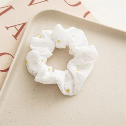 Chouchou blanc marguerites BLANC/JAUNE