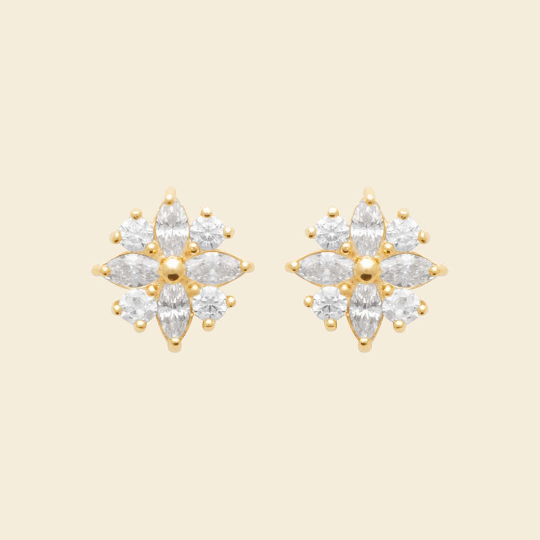 Clous plaqué or fleur - brillants 