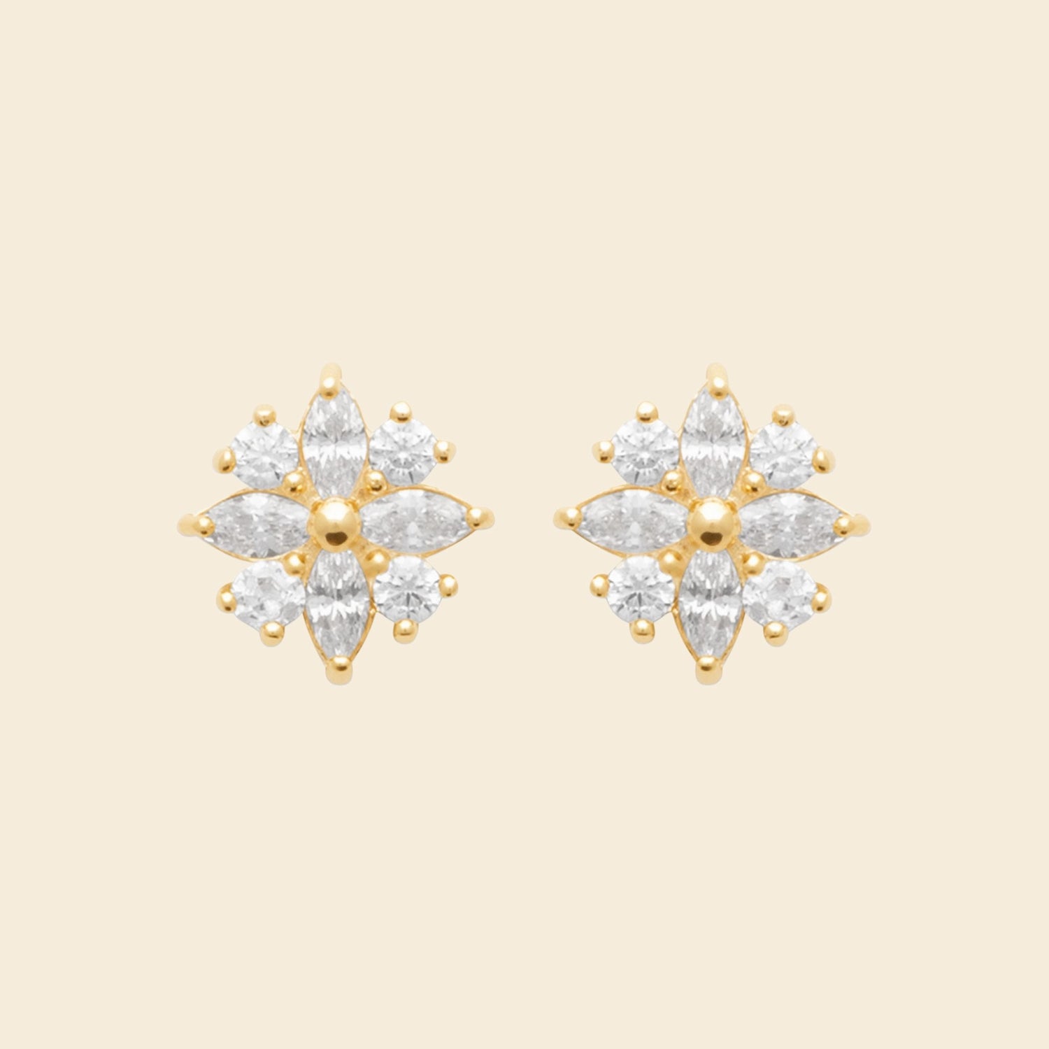 Clous plaqué or fleur - brillants 
