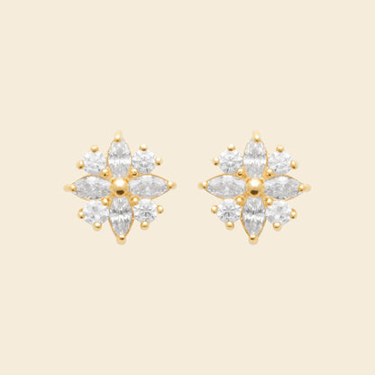 Clous plaqué or fleur - brillants 