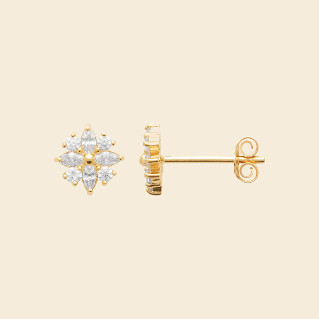 Clous plaqué or fleur - brillants 