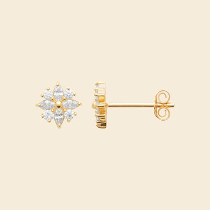 Clous plaqué or fleur - brillants 