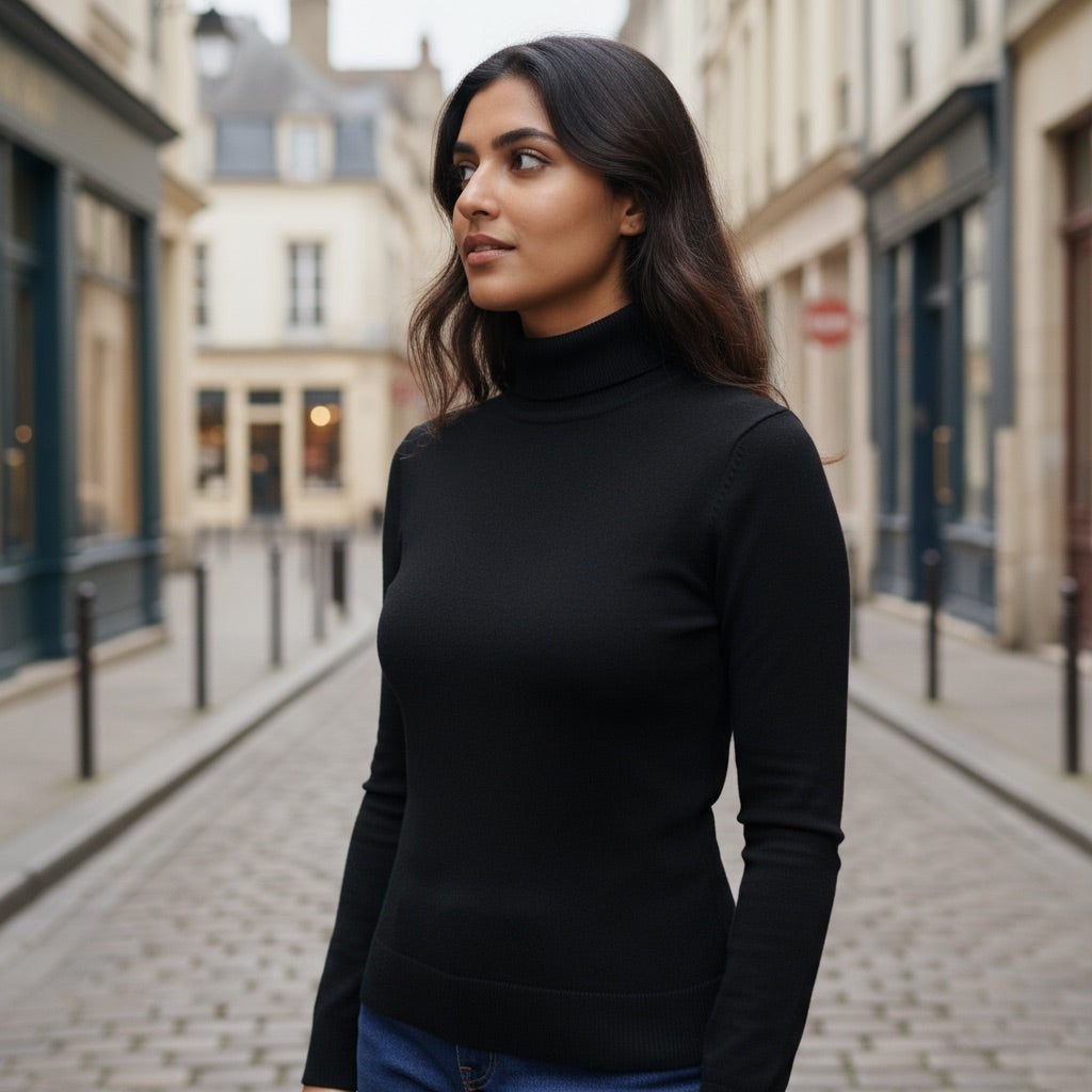 Col roulé femme ultra doux – chaleur &amp; élégance NOIR