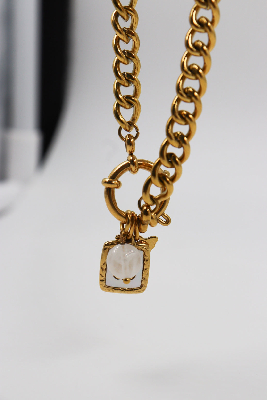 Collier acier doré Siméon - chaine épaisse 