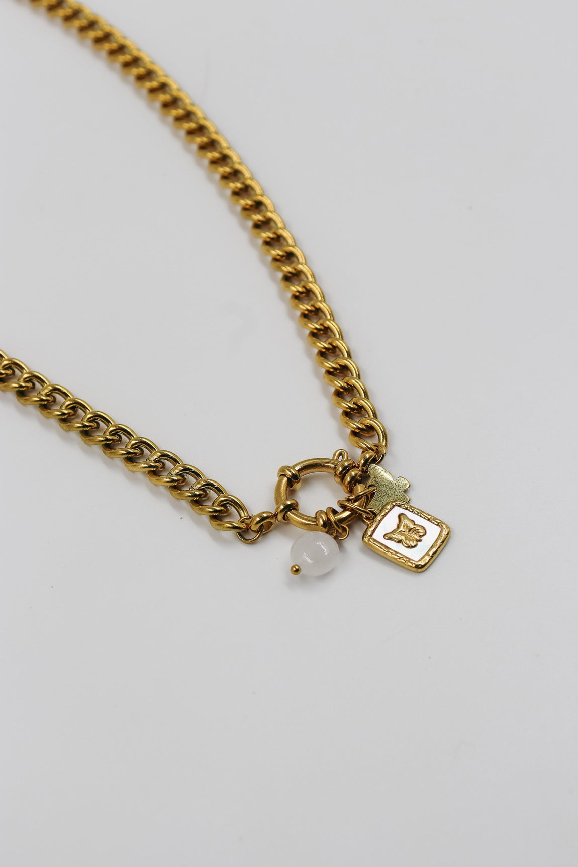 Collier acier doré Siméon - chaine épaisse 