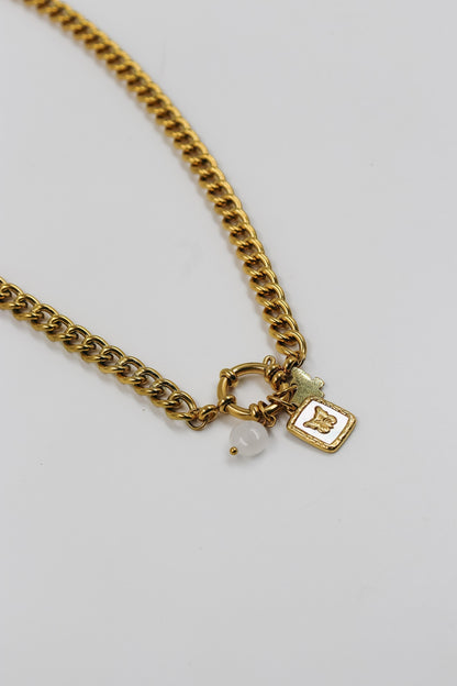 Collier acier doré Siméon - chaine épaisse 
