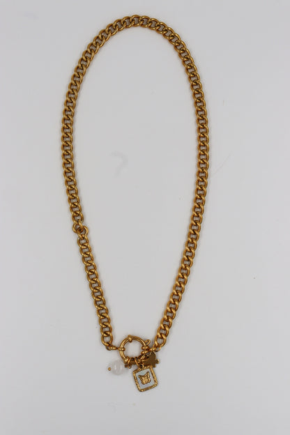 Collier acier doré Siméon - chaine épaisse 
