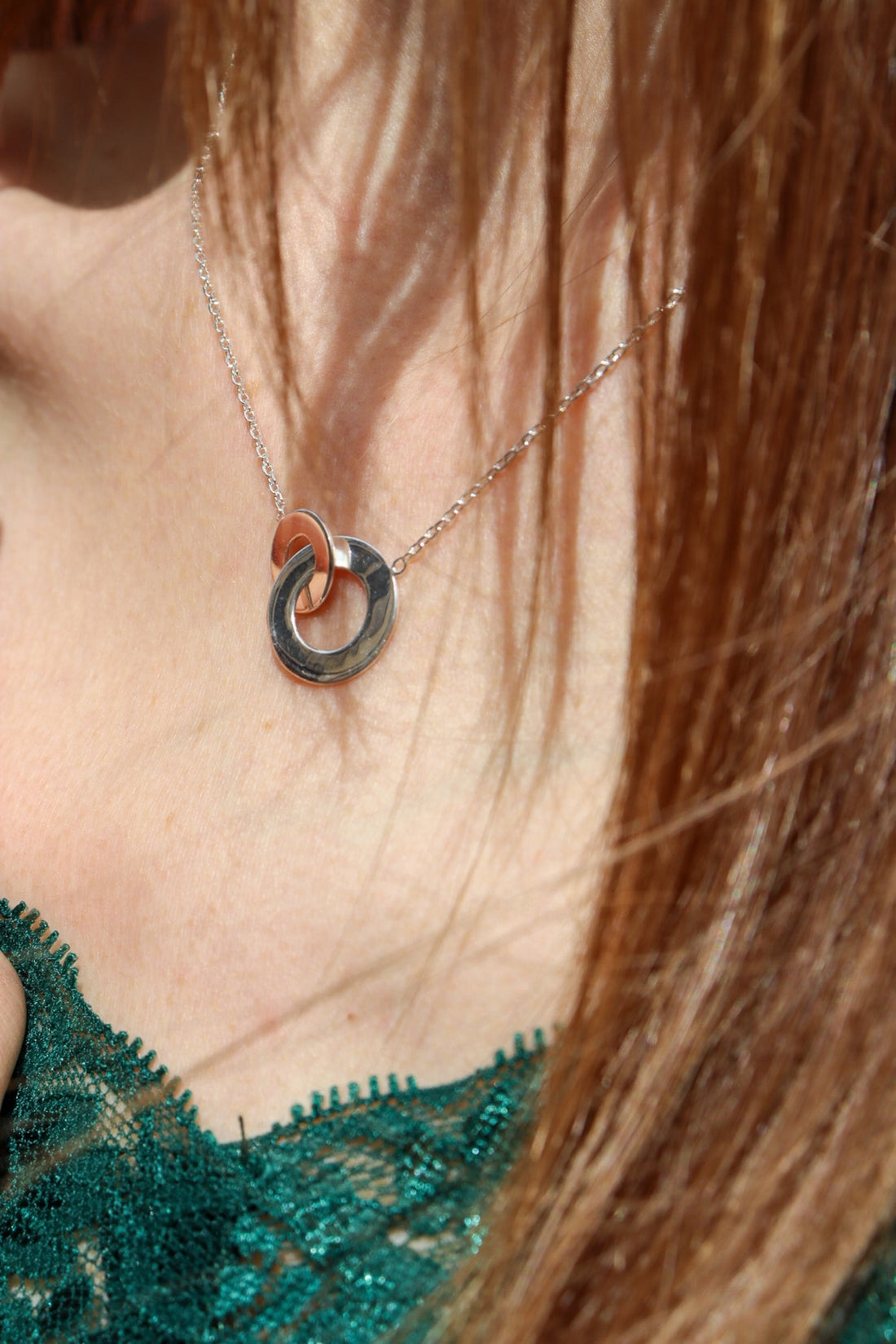 Collier argent - anneaux entrelacés 
