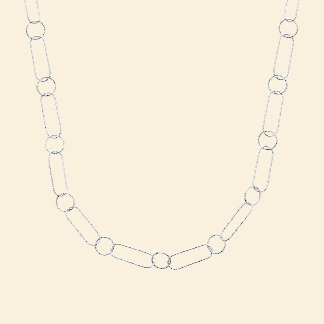 Collier argent rhodié 45cm - mailles ovales 