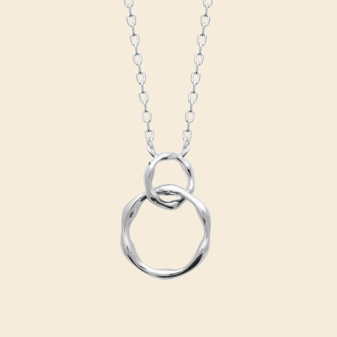 Collier argent rhodié - anneaux texturés 