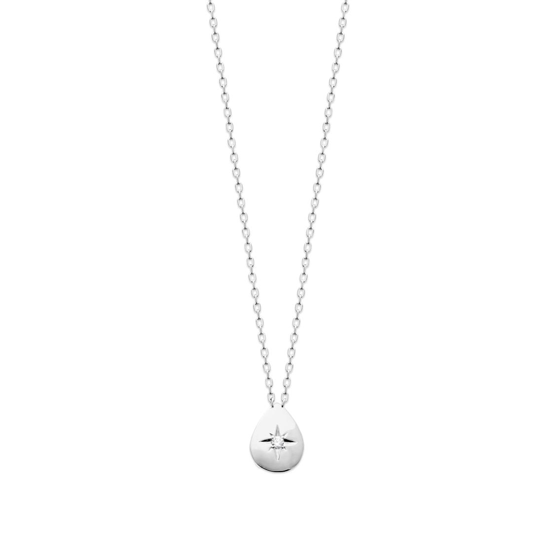 Collier argent rhodié & brillant 