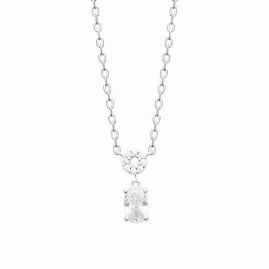 Collier argent rhodié & brillants 