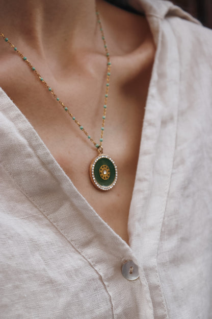 Collier claudia pm doré - émaillé à chaud KAKI