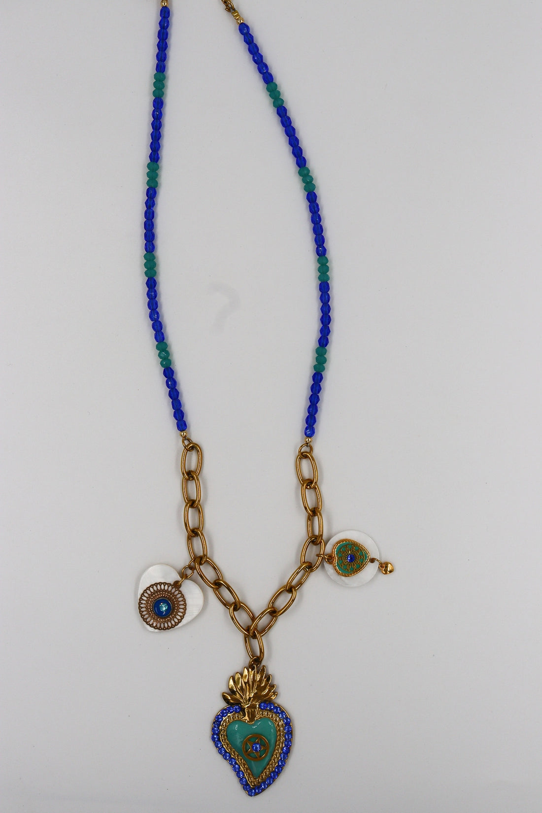 Collier doré émaillé J’adore - cristaux swarovski TURQUOISE/OCEAN
